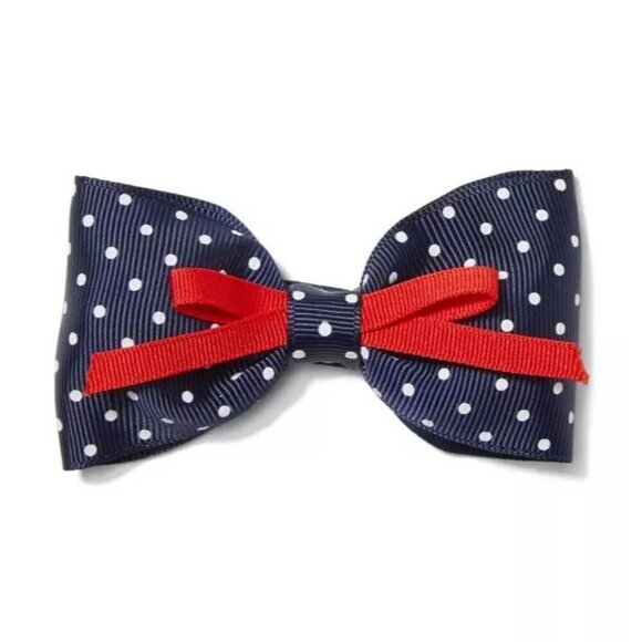 Janie and Jack Youth Girls One Size Double Bow Polka Dot Barrette Hair Clip $14 - Picture 1 of 5